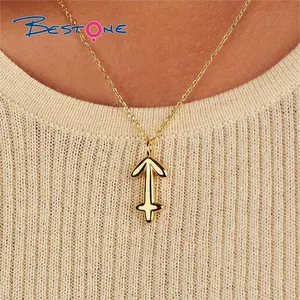 Bestone Embalaje personalizado 12 Signo del zodiaco Collar de runas Burbuja simple 12 Signos del zodiaco Colgante Cadena de clavícula para mujeres