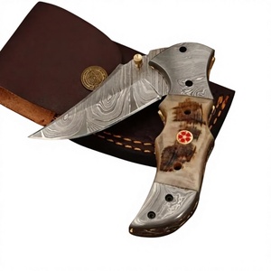 High Quality Damascus Steel Folding <b>Knife</b> Comfortable <b>Bone</b> <b>Handle</b> <b>Knives</b> with Strong Grip OEM Customizable - Product Image 2