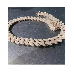 สร้อยคอโมอิสซาไนต์ Sier VVS ขายดีสำหรับผู้ชาย แฟชั่นฮิปฮอป สร้อยคอแบบเชือก ชุบทองคำสีกุหลาบ - Product Image 1