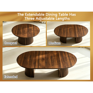 Wooden Round Coffee <b>Table</b> Flexible Extendable Oval Design Multi-functional Space-saving Living Room Furniture - Product Image 5