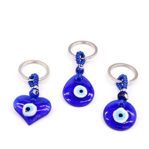 Blue Evil Eyes Glass <b>Key</b> Chains <b>Rings</b> Evil Eyes Trendy Turkish Demon Eye KeyRing Knapsack Bag Charms Pendant Accessories Jewelry - Product Image 5