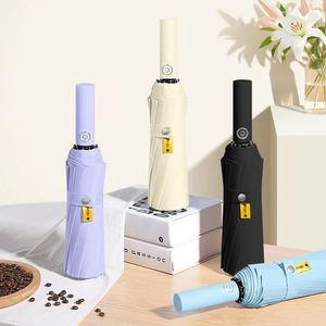 Parapluie de protection solaire en vinyle, entièrement automatique, 24 baleines, grand format, pliable en trois sections, avec design personnalisé pour le soleil, vente en gros - Product Image 1