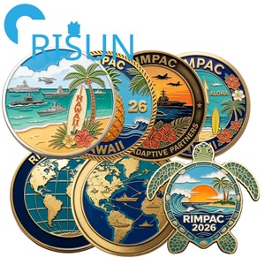 Pièce de monnaie commémorative personnalisée en métal avec impression UV, USMC USA RIMPAC Hawaii Pearl Harbor Turtle, pour anniversaire, vente en gros - Product Image 1
