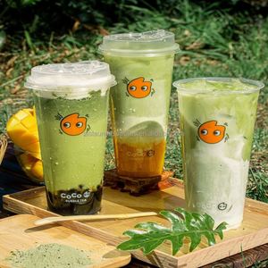 Gobelets personnalisés pour boba de 16 oz et 24 oz, gobelets en plastique transparent pour café, bubble tea, smoothie, avec couvercle à bec verseur - Product Image 5
