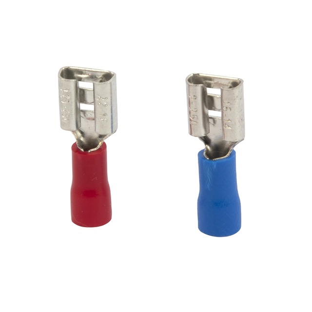 Copper Electro Tin Plated Vinyl Insulated Spade Terminal Crimp Cable Lugs 27A Max Current for 1.5-2.5mm Cable HRYA Brand