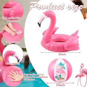 New <b>Inflatable</b> Flamingo Pool <b>Float</b> 45 Inch Giant Pink Flamingo Floatie with Beach Balls Thick PVC Swim Ring Adults Summer - Product Image 2