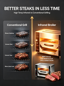 Four à steak professionnel au gaz, direct usine, 600°C, pour une cuisson rapide et une conservation de l'humidité, avec armoire de rangement, idéal pour les restaurants. - Product Image 3