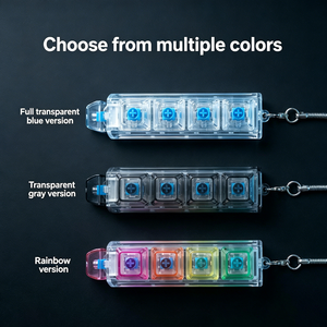 5-Key Transparent PC Fidget Keychain Mechanical Clicker Stress Relief Toy <b>Light</b> up Bag <b>Pendant</b> for Anxiety - Product Image 4