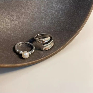 S925 Sterling Silver Geometric Pearl <b>Ring</b> For Women Adjustable Index Finger Everyday Wear Jewelry - Product Image 3