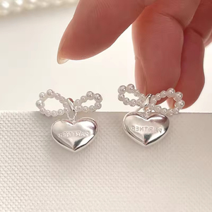 Pendientes de Acero Inoxidable con Forma de Corazón y Perla, Joyería de Moda, Pendientes de Acero Inoxidable al por Mayor - Product Image 2