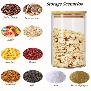 8.5*12cm/18oz Eco-Friendly Modern Multifunction Glass Food Storage Canisters Airtight Bamboo Wood Lid Clear Kitchen Cover - Product Image 3