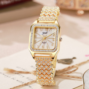 Nouvelle Arrivée Montre Femme à Bracelet Carré en Acier Allié, Mouvement Quartz, Style Coréen, Grand Cadran Incrusté de Strass, pour Étudiante - Product Image 3