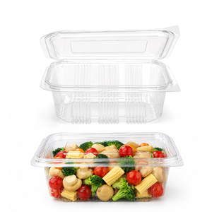 Conteneur à clapet articulé en PET transparent de 800 ml, sans BPA, jetable, pour salades, gâteaux, pâtisseries, boîte à emporter, logo personnalisé, vente en gros - Product Image 1