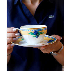 Service à thé Richard Ginori en forme de duchesse, six pièces, avec décoration de tulipes bleues, vaisselle élégante - Product Image 2