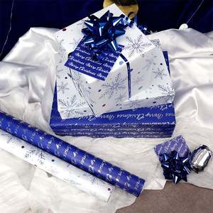 Haute qualité en gros 80g noël papier métallique tissu 43*300cm cadeau luxe personnalisé anniversaire emballage rouleau de papier d'emballage - Product Image 4