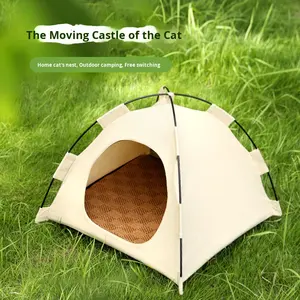 Cuccia Estiva Rimovibile e Pieghevole per Gatti, Tenda per Gatti, Nido per Gatti, Cuccia a Forma di Grotta con Tappetino Morbido, Casa per Animali Domestici per Cani - Product Image 4