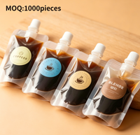 Sachets en plastique transparents personnalisés avec bec verseur pour concentré de café froid, emballage stand-up haute barrière