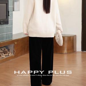 Pantalones Anchos de Terciopelo para Mujer, Talla Grande, Marca Runqi, Cintura Alta, Forro Polar Negro, N9416, Grosor Medio - Product Image 3