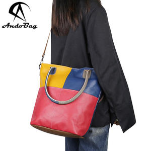 Sacs fourre-tout colorés grande capacité AndoBag pour femmes, sac à bandoulière en cuir véritable, sac à main décontracté à porter sous le bras 2740 - Product Image 1