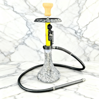 Chicha Personnalisée Tendance - Tube Jaune/Blanc/Violet & Verre Argenté Broyé & Tuyau Noir pour Salon et Loisirs