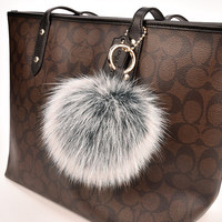 Véritable fourrure de renard pompon porte-clés porte-clés en fourrure sur le sac mignon bricolage moelleux pompon pendentif accessoires
