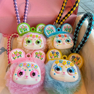 Cute Cartoon Bear Plush Fur Ball Keychain Soft School Bag Pendant Hanging Jewelry