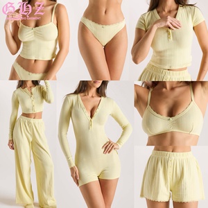 Produttore di Pigiami Personalizzati da <span class=keywords><strong>Donna</strong></span> in <span class=keywords><strong>Cotone</strong></span> Pointelle, Set con Cardigan e Pantaloncini, <span class=keywords><strong>Pigiama</strong></span> Femminile - Product Image 1
