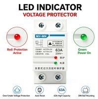 Protecteur de surtension et de sous-tension réglable sur rail DIN 2P AC220V/230V 63A avec double affichage numérique et protection contre les surintensités