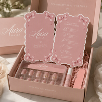 Carte d'instructions personnalisée découpée sur mesure à bords ondulés avec impression couleur et illustration de nœud pour les petites entreprises de faux ongles