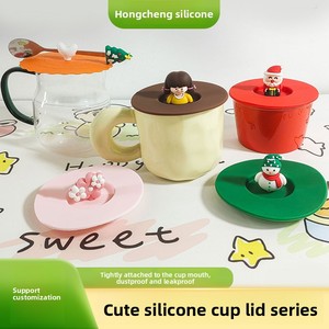 식품 등급 만화 인형 실리콘 컵 뚜껑 범용 방진 머그 커버 고온 방지 방진 티컵 커버 - Product Image 4