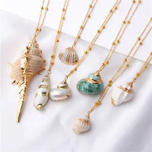 Ocean necklace Beach wedding Summer jewelry Natural Seashell Necklace Sea Shell Pendant Necklace Real Shell