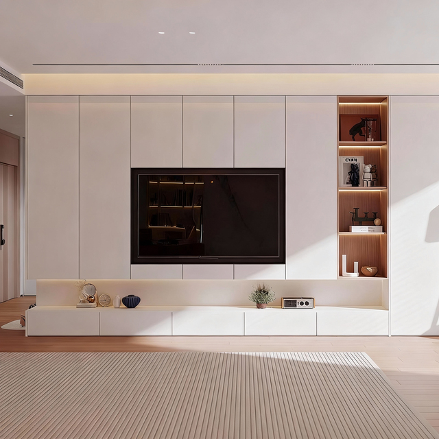 Wall Unit TV Cabinet White Color Modern Design Living Room Furniture TV Stand for 75 inch TV