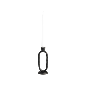 Portacandele decorativo ovale aperto in metallo per candele a pilastro, ideale come centrotavola per il soggiorno di casa. - Product Image 4