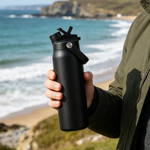 Custom Logo 32oz 1000ml spout lid stainless steel drink bottle Double Wall vacuum insulated water bottle with straw - Product Image 6