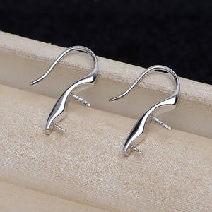 Boucles d'oreilles en argent S925, forme de grande cuillère, avec perle de 14-15 mm incrustée, crochet d'oreille, accessoires de bricolage, plateau vide JG5187, plaqué or - Product Image 2
