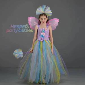 Vestidos de Hada para Niñas HP, Vestido Largo sin Mangas de Princesa para Niñas, Diseño de Elfo, Falda de Malla Colorida con Alas para Fiesta - Product Image 1