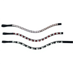 Accessoire de bride anglaise en cuir de luxe avec strass et cristaux Rivoli de 10 mm, personnalisé OEM, pour frontale de cheval, équipement équestre - Product Image 1