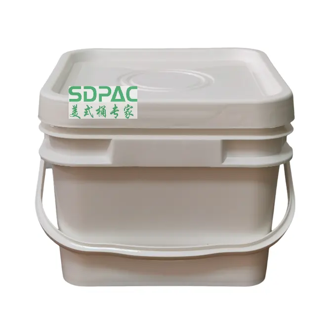 Personalizzazione HDPE in plastica per uso alimentare quadrato 10l stampo quadrato secchio con coperchio per alimenti per animali domestici