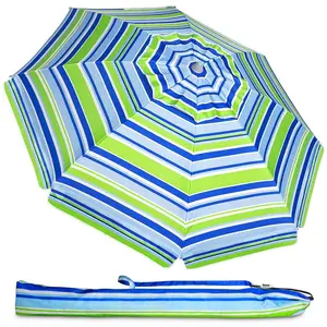 Tốt Đại Dương Tùy Chỉnh Sọc Bãi Biển Umbrella Với Nghiêng Cực Nhôm Với Carry Bag UV Parasol Ô