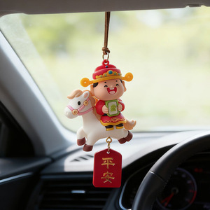 Colgante aromático para coche con diseño de dios chino de la riqueza, color rojo brillante, para decoración interior de vehículos. - Product Image 3