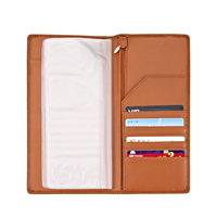 Cartera de cuero de viaje personalizada al por mayor de fábrica con bloqueo para estuche de tarjeta de identificación de viaje porta pasaporte
