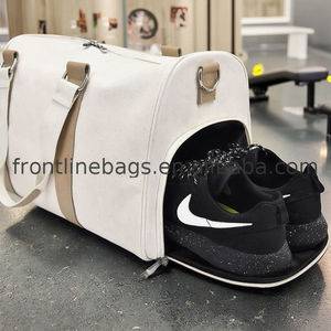 High Quality Eco Friendly Fashion <strong>Large</strong> Leather Canvas Weekender Duffel Bag with Zipper Closure Unisex - Product Image 6