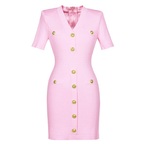 Nuovi Arrivi 2026: Abito in <span class=keywords><strong>Maglia</strong></span> Classico da Donna con Scollo a V Profondo e <span class=keywords><strong>Maniche</strong></span> <span class=keywords><strong>Corte</strong></span>, <span class=keywords><strong>Vestito</strong></span> Casual Lavorato a <span class=keywords><strong>Maglia</strong></span> - Product Image 2