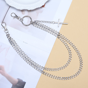 Double Layer Metal Waist <b>Chain</b> With <b>Cross</b> Pendant Unisex Hip Hop Accessory For Women's Skirts - Product Image 4