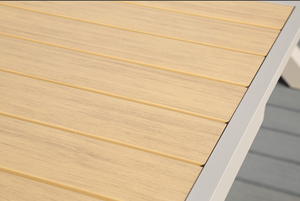 Novo Conjunto de Jantar Moderno Extensível para Pátio <span class=keywords><strong>2026</strong></span> com Tampo de Plástico Madeira Resistente a Raios UV e Móveis de Alumínio para Varanda e Área da Piscina - Product Image 5