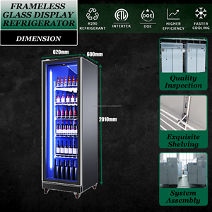 ตู้แช่เครื่องดื่มแบบกระจกบานเดียวสำหรับซุปเปอร์มาร์เก็ต พร้อมล้อเลื่อนและไฟ LED - Product Image 4