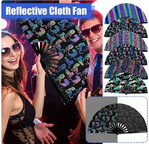 Ventilateur pliant de 27cm/33cm pour Kung Fu Ventilateur à film laser PVC Performance Photographie Cadeaux Accessoires d'artisanat Éventail de scène et de danse 7 couleurs - Product Image 5