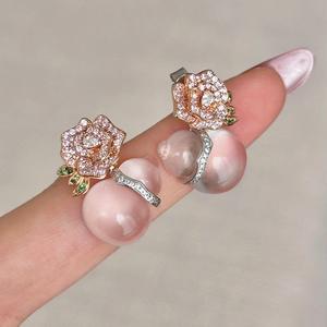 S925 Pure Silver <b>Fine</b> <b>Jewelry</b> <b>Sets</b> Elegant French Temperament Rose Gourd Necklace Earrings Natural Water Foam Gentle High-End - Product Image 5