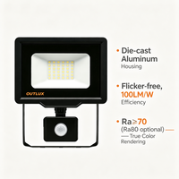 Projecteur LED extérieur 30W à détecteur de mouvement, IP65, en aluminium, pour garage, entrée, jardin, allée
