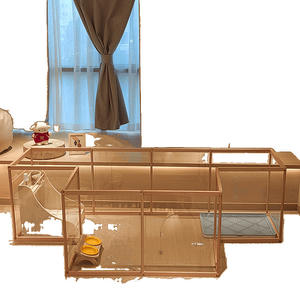 Kandang Anjing Kayu Solid Akrilik Kecil Transparan untuk Dalam Ruangan, Pagar Rumah Ruang Tamu, Grosir Rumah Hewan Peliharaan, Fitur Isolasi Tombol - Product Image 5